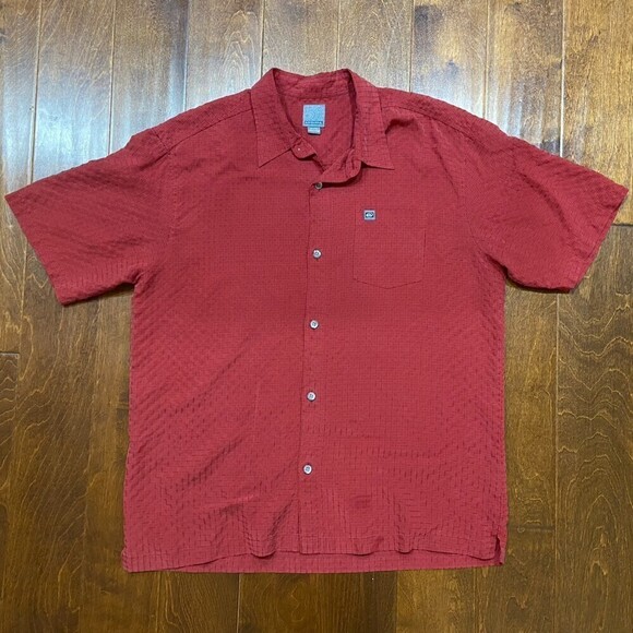 Quiksilver Vintage Button Down Casual Polyester Red Shirt Men's Size XL - Picture 3 of 8